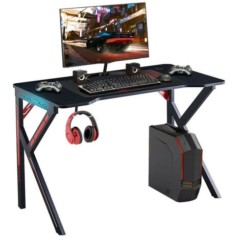 Gaming Desk, K-shaped Metal Legs Gaming Computer Desk With 7-color Rgb 