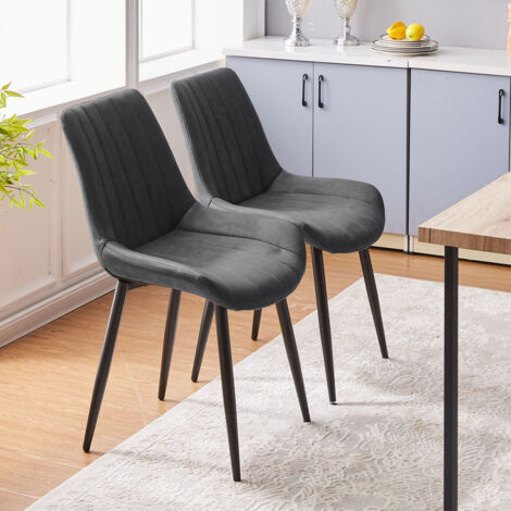 Dining Chairs 2X Occasional Lounge Reception Chair with Metal Legs Faux Leather Kitchen Counter Chairs for Dining Room Office Restaurant Grey