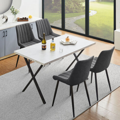 Dining Chairs 2X Occasional Lounge Reception Chair with Metal Legs Faux Leather Kitchen Counter Chairs for Dining Room Office Restaurant Grey