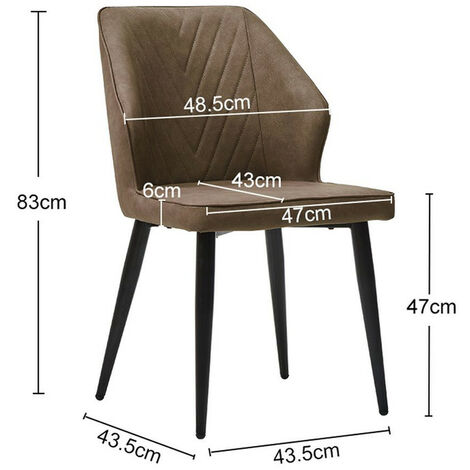 Faux Leather Dining Chairs 2X with Backrests and Metal Legs  Brown