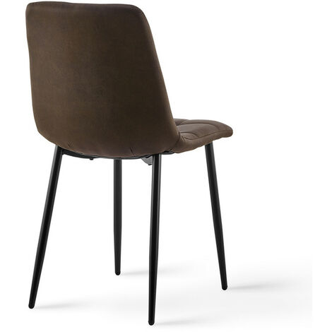 Dining Chair,2x Faux Leather Dining with Metal legs Upholstered Seat Kitchen Corner Chair for Living Room Restaurant, Brown