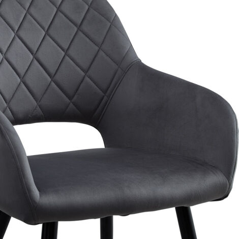 Dining Chairs,2x Velvet Upholstered Kitchen Counter Chair, Lounge Reception Chairs for Dining Room, Grey