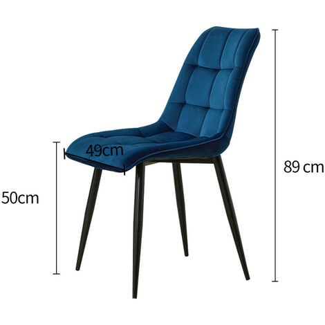 Dining Chairs 2X Velvet Upholstered Kitchen Chairs with Backrest and Metal legs Blue