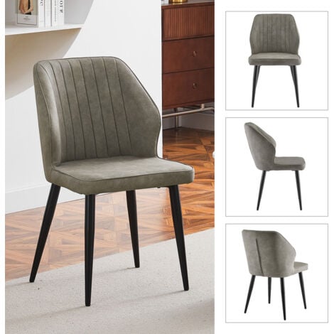 Dining Chairs Set of 2 Faux Leather Upholstered Kitchen Chairs with Backrest and Metal Legs Lounge Reception Chairs for Living Room Home Office