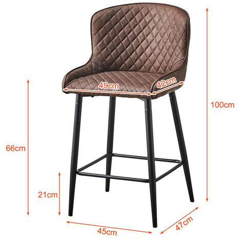 Faux Leather Kitchen Leisure Chairs Soft Padded Accent Chair with Metal Legs 2X , Brown