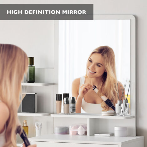 Dressing Table, 87x40x144cm Makeup Desk with Mirror and 4 Storage Drawer and Stool,