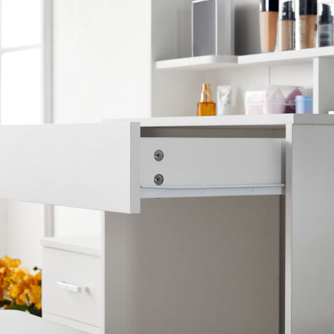 Dressing Table, 87x40x144cm Makeup Desk with Mirror and 4 Storage Drawer and Stool,