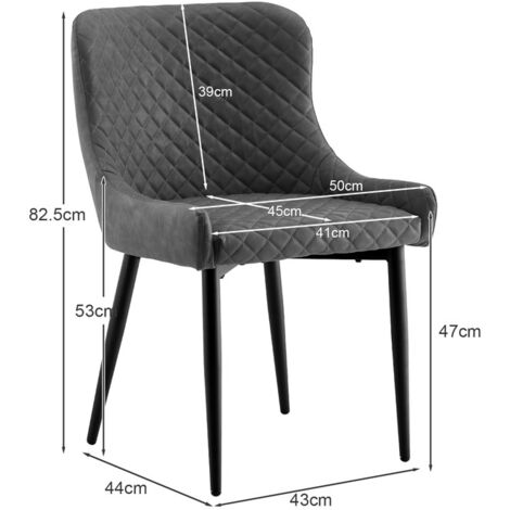 Dining Chairs,2x Faux Leather Upholstered Kitchen Leisure Chairs with Metal Legs Accent Chair, Grey