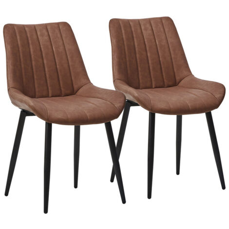 Dining Chairs Set of 2 Faux Leather Kitchen Counter Chairs with Backs and Metal Legs Padded Seat Reception Chair for Dining Room Waiting Room