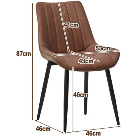 Dining Chairs Set of 2 Faux Leather Kitchen Counter Chairs with Backs and Metal Legs Padded Seat Reception Chair for Dining Room Waiting Room