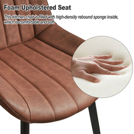 Dining Chairs Set of 2 Faux Leather Kitchen Counter Chairs with Backs and Metal Legs Padded Seat Reception Chair for Dining Room Waiting Room