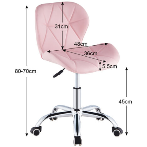 Computer Desk Chair, Faux Leather Office Chair Height Adjustable Upholstered Seat Swivel Chair for Desk Home Office, Pink