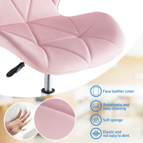 Computer Desk Chair, Faux Leather Office Chair Height Adjustable Upholstered Seat Swivel Chair for Desk Home Office, Pink