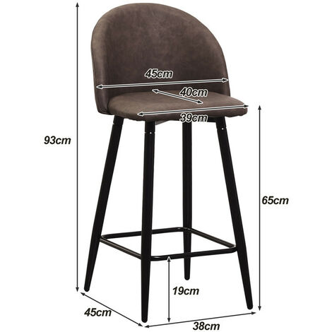 2 X Bar Stools, Seashell High Back Faux Leather Breakfast Bar Chairs, Brown
