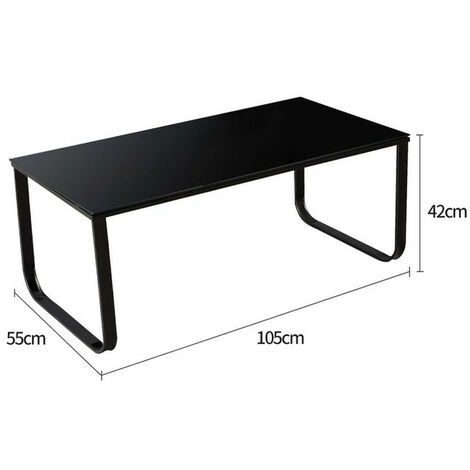 Coffee Table Side Table with 6mm Black Tempered Glass Top and Metal Frame Side Table Living Room Table Furniture Black