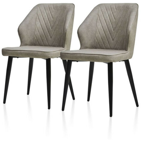 Faux Leather Dining Chairs 2X with Backrests and Metal Legs Light Grey