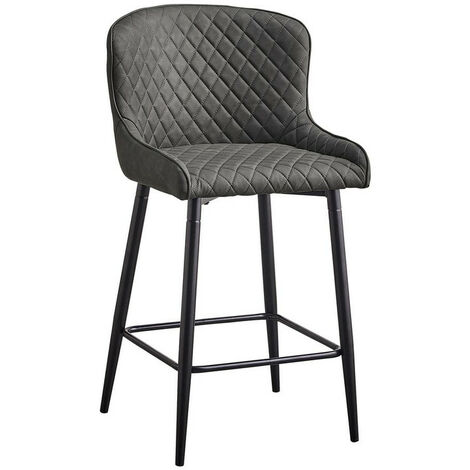 Dining Chairs 2x Faux Leather Kitchen Leisure Soft Padded Accent Chair with Metal Legs, Grey (1/4)