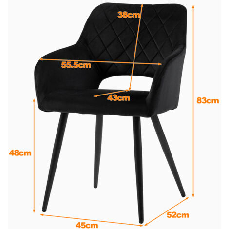 Dining Chairs,2x Velvet Upholstered Kitchen Counter Chair, Lounge Reception Chairs for Dining Room, Black