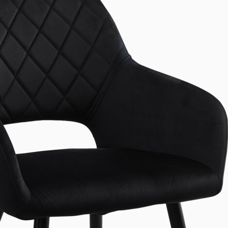 Dining Chairs,2x Velvet Upholstered Kitchen Counter Chair, Lounge Reception Chairs for Dining Room, Black