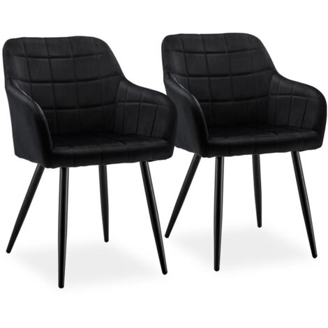 Dining Chairs 2X Velvet Upholstered Kitchen Counter Chair, Black (1/5)