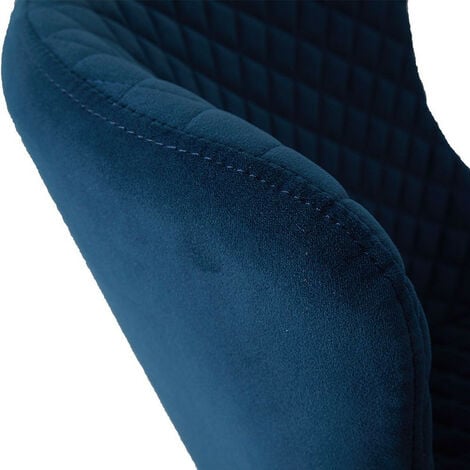 Velvet Dining Chairs 2X Upholstered Kitchen Leisure Chairs with Metal Legs Accent Chair, Blue