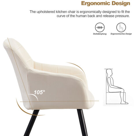 Dining Chairs 2X Velvet Upholstered Kitchen Counter Chair Cream
