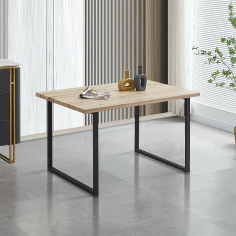 Dining Table,120cm Rectangle Table, Vintage Effect Kitchen Table with Metal legs,Oka