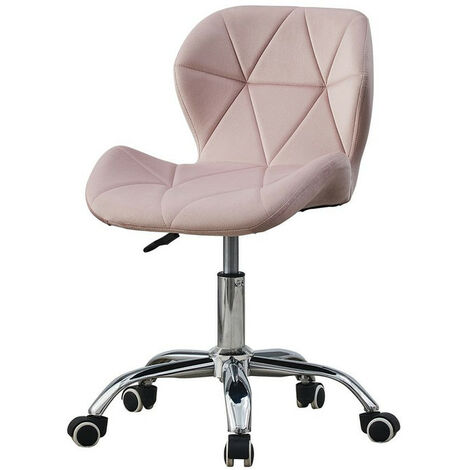 Computer Desk Chair Velvet Fabric Office Chair Height Adjustable Upholstered Seat Swivel Chair for Desk Home Office Pink