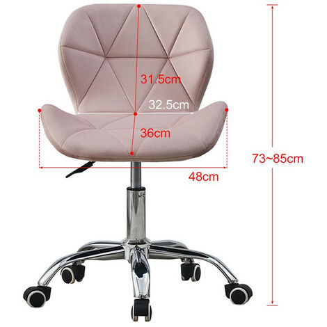 Computer Desk Chair Velvet Fabric Office Chair Height Adjustable Upholstered Seat Swivel Chair for Desk Home Office Pink