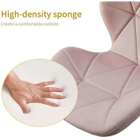 Computer Desk Chair Velvet Fabric Office Chair Height Adjustable Upholstered Seat Swivel Chair for Desk Home Office Pink