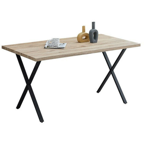 Dining Table, 140cm Industrial Rectangle Kitchen Table with Metal legs,Oka