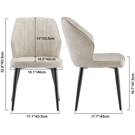 Faux Leather Dining Chairs Set of 2 Upholstered Kitchen Chairs with Padded Back and Metal Legs Cream Chair for Dining Room Living Room Lounge Corner