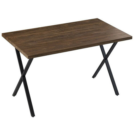Dining Table, 120cm Industrial Kitchen Table with Metal legs,  Rectangle 4 Seater,Brown