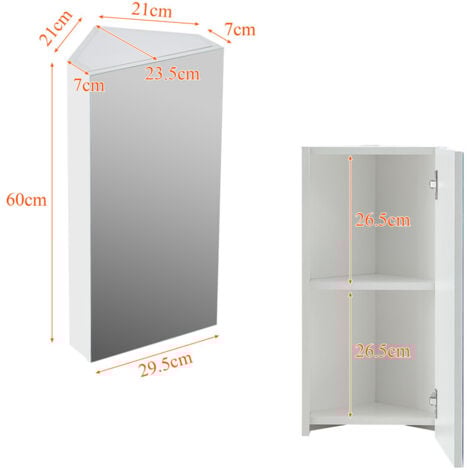 Corner Bathroom Cabinet Wall Mounted Storage Corner Shelf with Mirror Wooden Toilet Mirrored Cabinet for Bedroom Living Room Bathroom