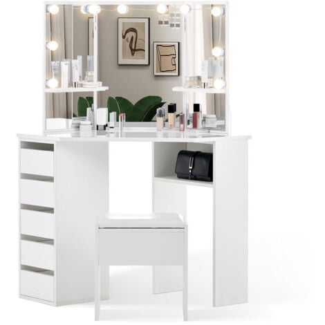 Dressing Table, Makeup Dressing Table, Vanity Makeup Desk Set, LED Lights Vanity Storage Dressing Table for Bedroom Dressing Room