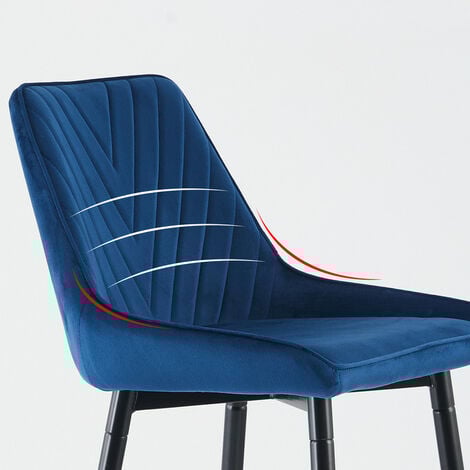 Bar Stools,2x Modern Velvet Kitchen Chair, High Breakfast Chairs with Metal Footrests,Blue