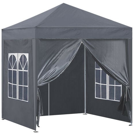 Gazebo 3x3m Pop Up Party Tent with Side Panels Waterproof Marquee Grey