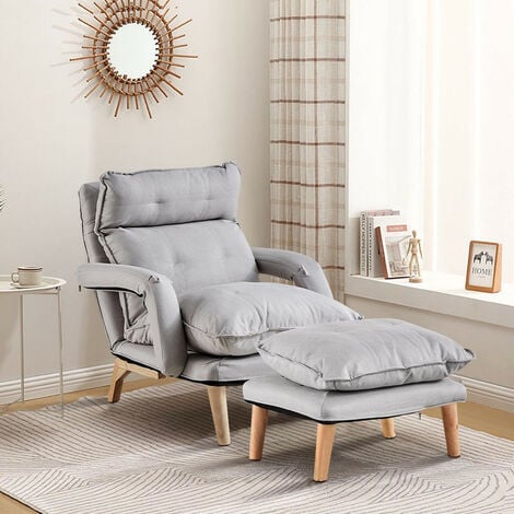 Recliner Sofa, Modern Relaxing Chair with Footstool, Reclining Function ...