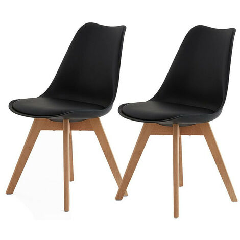 Dining Chair 2x Upholstered Kitchen Chair Retro Lounge Corner Chairs Black