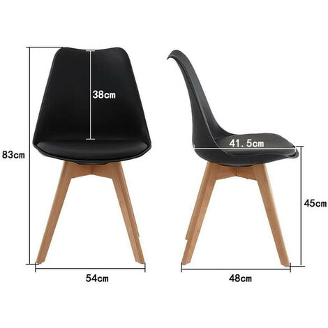 Dining Chair 2x Upholstered Kitchen Chair Retro Lounge Corner Chairs Black