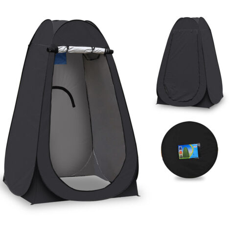 Marquee Toilet Tent Portable Shower Privacy Tent Waterproof Anti-UV Changing Dressing Tent for Beach Fishing Hiking Bathing Outdoor with a Carrying Bag Black