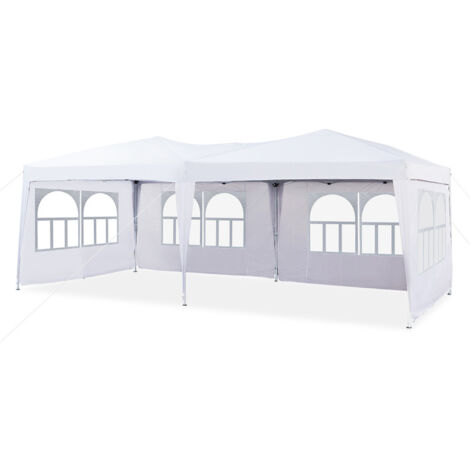 Garden Pop Up Gazebo, 3 x 6mHeight Adjustable Marquee Party Tent with Sidewalls,White (1/5)