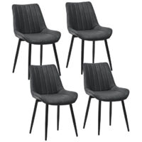 Dining Chairs Set of 4 Faux Leather Modern Kitchen Chairs with Metal Legs and Upholstered Backrest Counter Corner Chairs for Dining Reception Living Room Grey