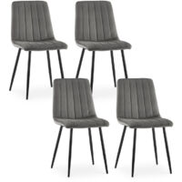 Dining Chairs Set of 4 Velvet Upholstered Kitchen Counter Chair with Backrest and Sturdy Metal Legs, Lounge Reception Chairs for Living Bedroom Grey