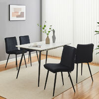 Dining Chairs, Set of 4 Velvet Kitchen Dining Chairs, Upholstered Seat with Black Metal Legs,Black