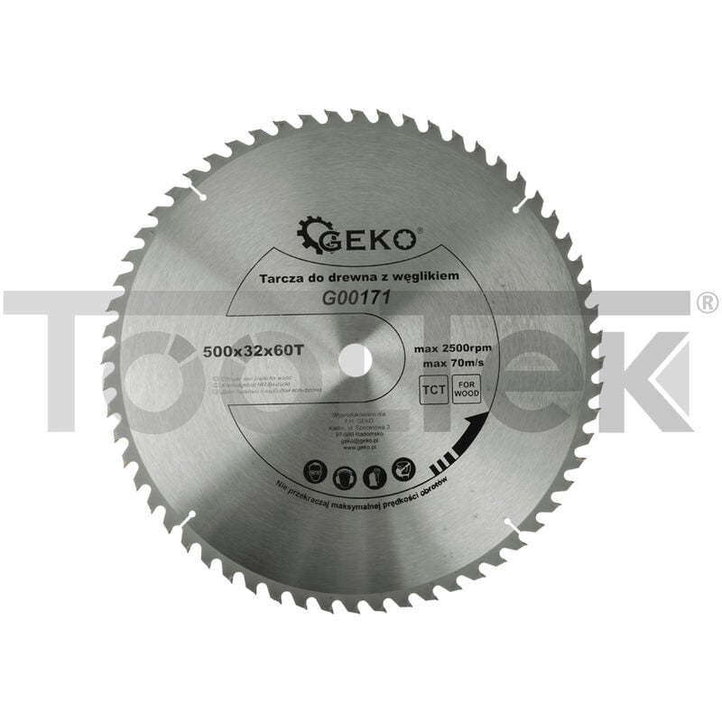 GEKO G00171 DISCO PER LEGNO LAMA SMERIGLIATRICE 500mm 60 DENTI