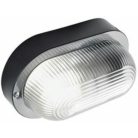 Plafoniera Ovale Knightsbridge TPOV60B IP54 Nero - Diffusore In Vetro Per Esterno, E27