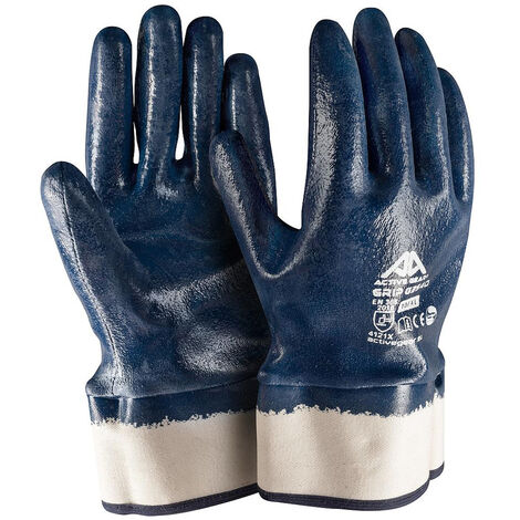 GUANTI DA LAVORO NBR BLU POLSINO DI SICUREZZA RICOPERTO M-XXL 12PAIA ACTIVE GEAR, "9/L"