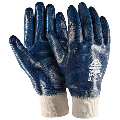 GUANTI DA LAVORO NBR BLU POLSINO ELASTICIZZATO RICOPERTO M-XXL 12PAIA ACTIVEGEAR, "9/L"