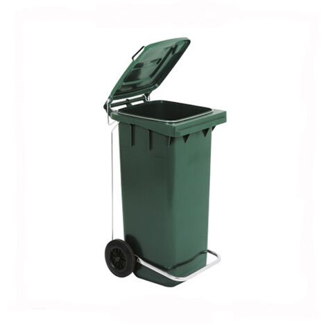 BIDONE RACCOLTA DIFFERENZIATA CARRELLATO 120LT +PEDALE+ANELLO+ASTE VARI COLORI, "Bianco"